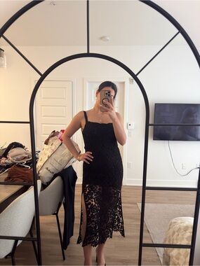Zara Black Lace Midi Slip Dress